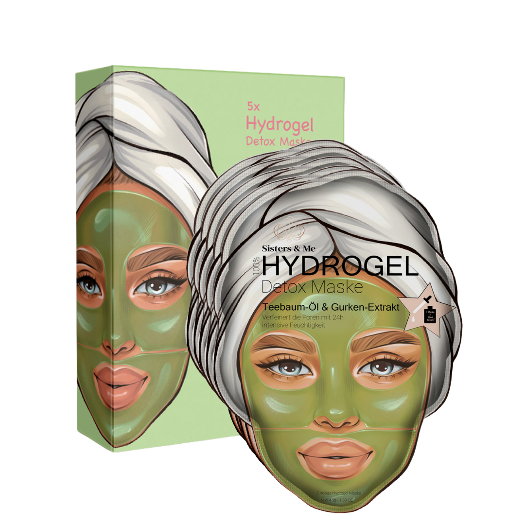 Sisters & Me 5x HYDROGEL DETOX MASKE MIT TEEBAUM-ÖL & GURKEN-EXTRAKT