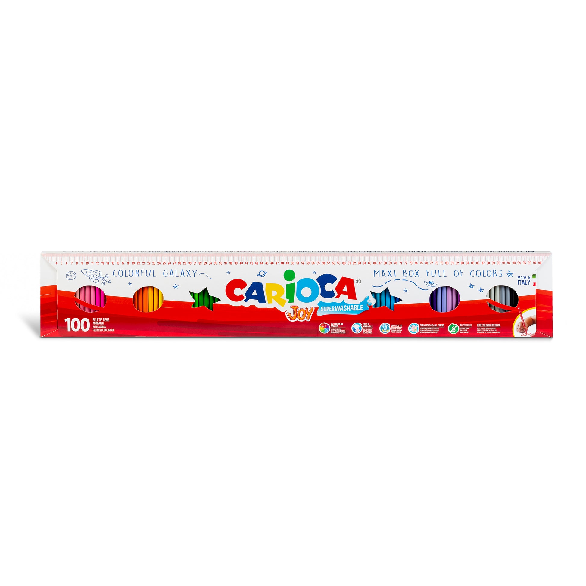 CARIOCA® Filzstifte Set mit 100 Stiften in 36 Farben, auswaschbare Marker für Kinder