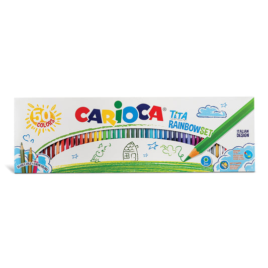 CARIOCA® TITA Buntstifte aus Resin im 50er Set, bruchsichere und farbintensive Stifte für Kinder zum Malen und Zeichnen