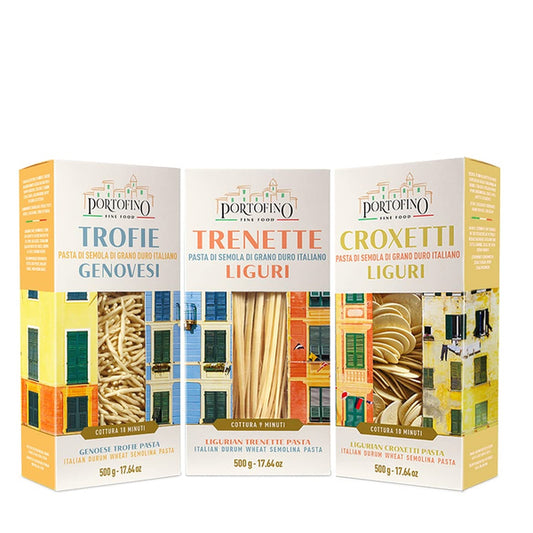 Portofino Fine Food - Trofie, Trenette und Croxetti - Traditionelle ligurische Nudeln - 3 x 500 g