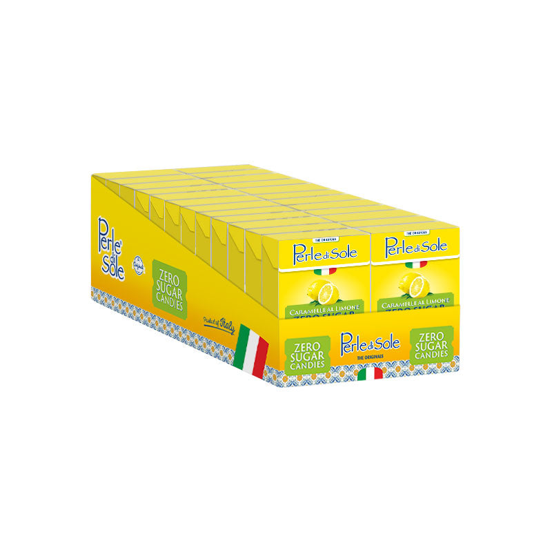 Perle di Sole zuckerfreie Bonbons Display 24x40g – Zitronen- und Orangenbonbons ohne Zucker aus Italien