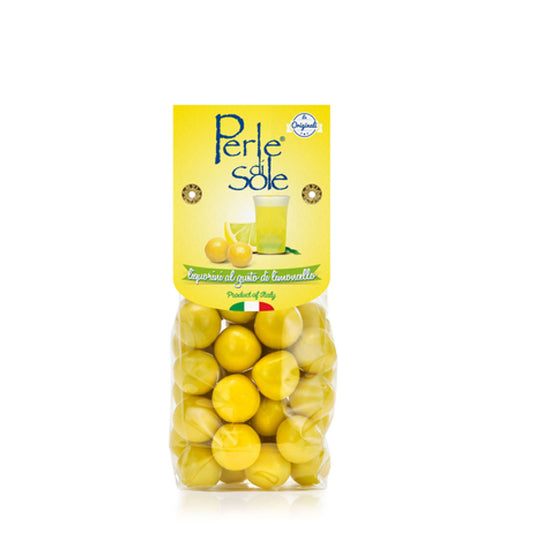 Perle di Sole Limoncello aromatisierte Dragees – süße, limonige Zuckerglasur mit einem Hauch von Limoncello-Geschmack