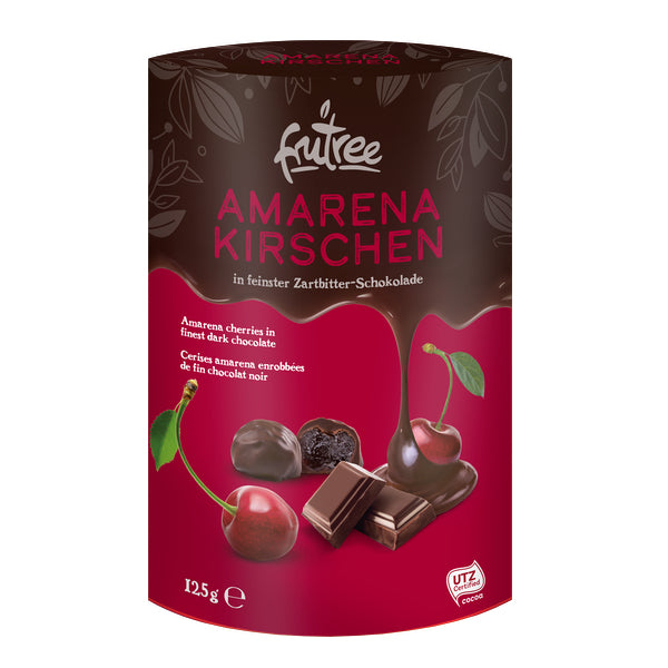 Frutree Amarenakirschen 125g – aromatische Kirschen in edler Zartbitterschokolade, fruchtig-herb und ohne künstliche Zusätze