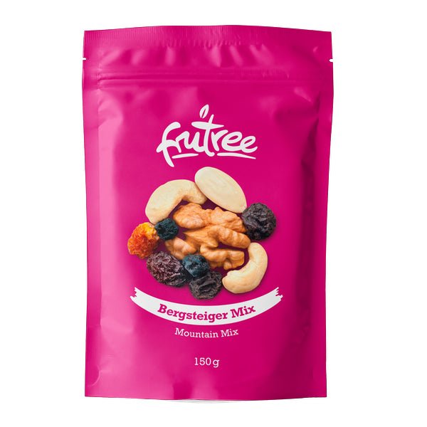 Futree Bergsteigermix 150g – natürliche Mischung aus Rosinen, Ananas, Cashews, Haselnüssen, Mandeln und Kürbiskernen für Energie unterwegs