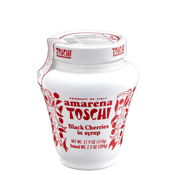 Toschi Amarena Anforette, 510g – Premium-Qualität aus Italien, Kirschen in Sirup, glutenfrei, ideal als Garnitur für Desserts, Kuchen und Eiscremes.