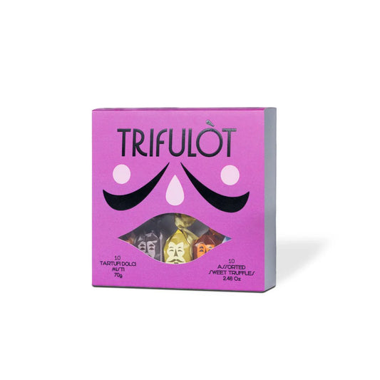Trifulòt TartufLanghe gemischte Box mit 10 Stück (2 Stück pro Geschmacksrichtung) – 70g, eine Auswahl köstlicher Trüffelpralinen in verschiedenen Geschmacksrichtungen, ideal für den Genuss